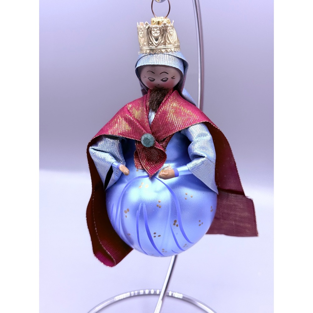 DeCarlini Radko Christmas Ornament Wise Man Magi‎ King Nativity Glass Blue *read